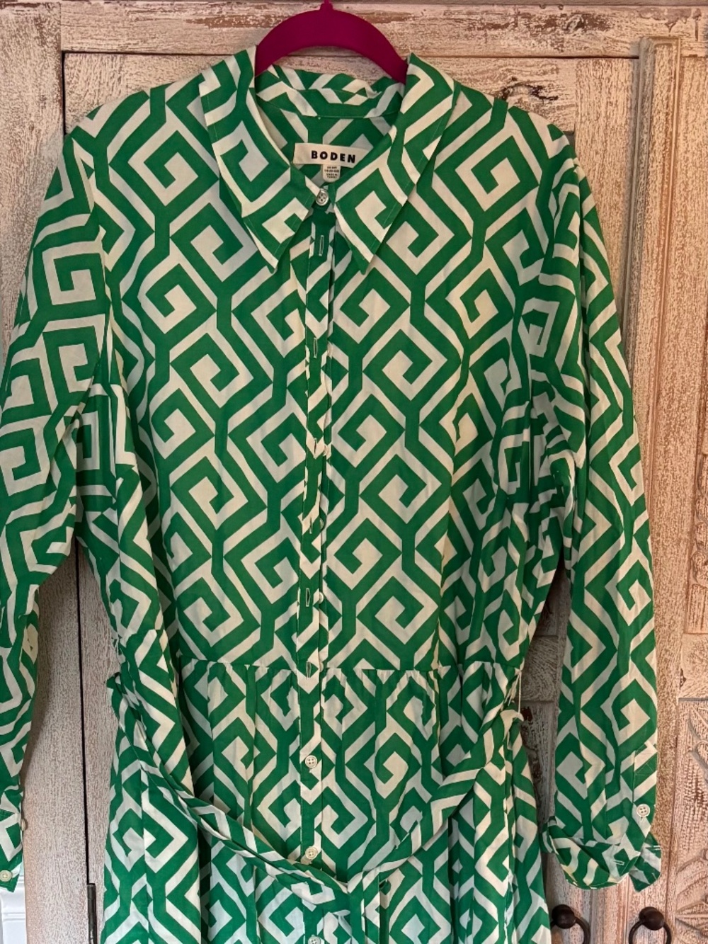 Gorgeous Boden Green Geo pattern Cotton Maxi dress